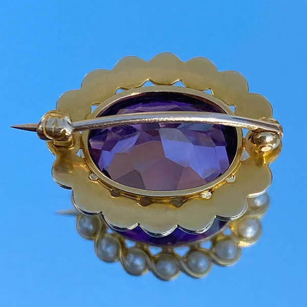 Vintage Amethyst & Pearl Pin