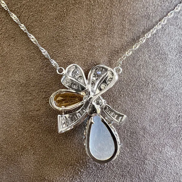 Vintage Moonstone, Topaz & Diamond Pendant