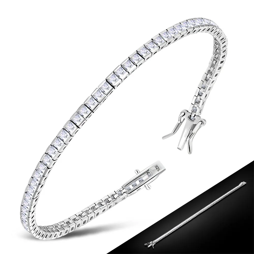 White CZ Sterling Silver Tennis Bracelet